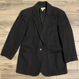 J Crew Women’s Size 8 Black Wool Schoolboy Blazer Single Button Pockets Lined